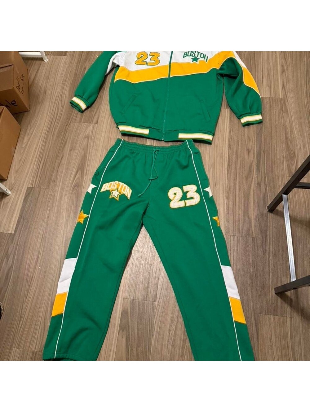 Boston Green and Yellow Tracksuit with Number 23